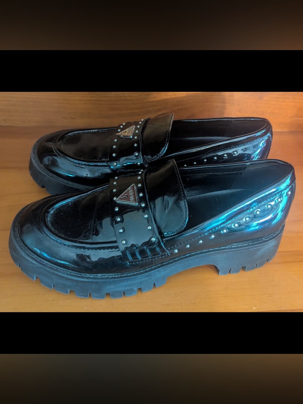 Guess Patent Lug Sole Loafer Goth Punk 6